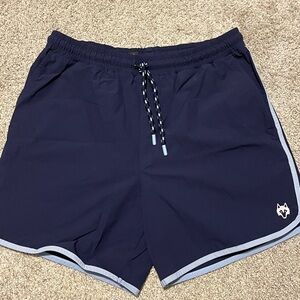 Greyson Midnight Blue swim Shorts with Wolf Emblem